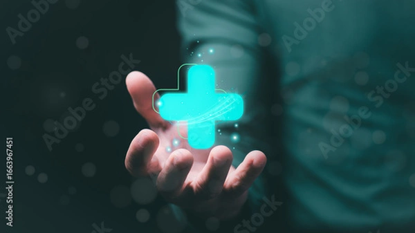 Fototapeta The concept of health care that everyone can access easily with internet technology to access fast information, health insurance, and data analysis helps improve patient care and health management.