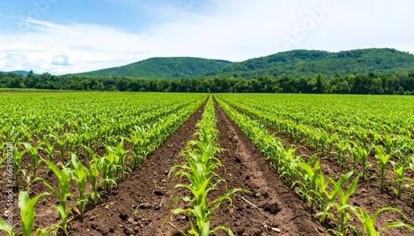 Obraz Lush Cornfield stretching to mountains