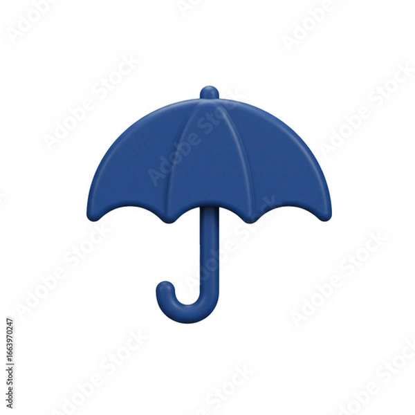 Fototapeta A vibrant blue umbrella, rendered in a style, stands out against a stark black background, showcasing its protective design and elegant form, perfect for various applications.