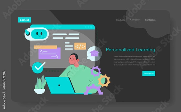 Obraz Personalized Learning Vector Illustration with Laptop
