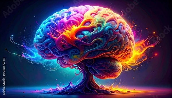 Fototapeta Vibrant illustration of a brain representing the power of human thought