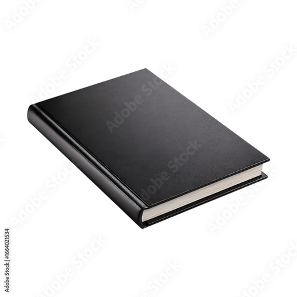 Fototapeta Closed black hardcover book isolated on transparent background