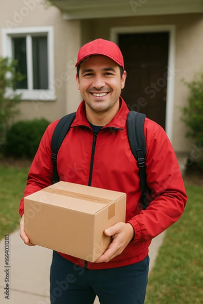 Fototapeta delivery man with parcel