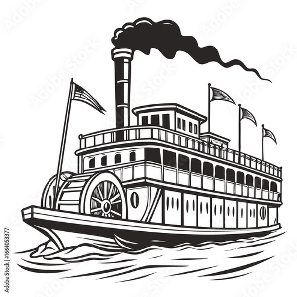 Fototapeta "Pirate Ship Vector | Generative AI Linocut Silhouette Design"