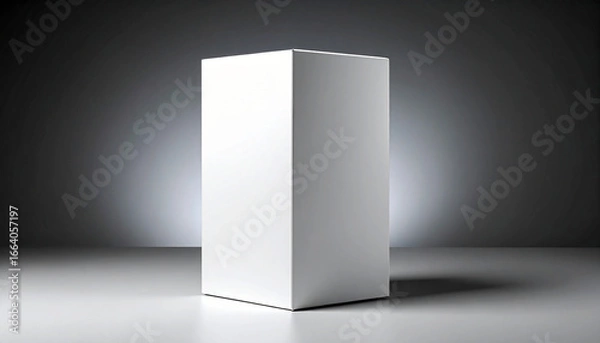 Fototapeta Tall white geometric box packaging on gradient background highlighting minimal modern branding stylish design and elegance