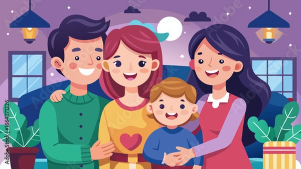 Fototapeta Happy Family of Four Together – Love, Unity, and Togetherness