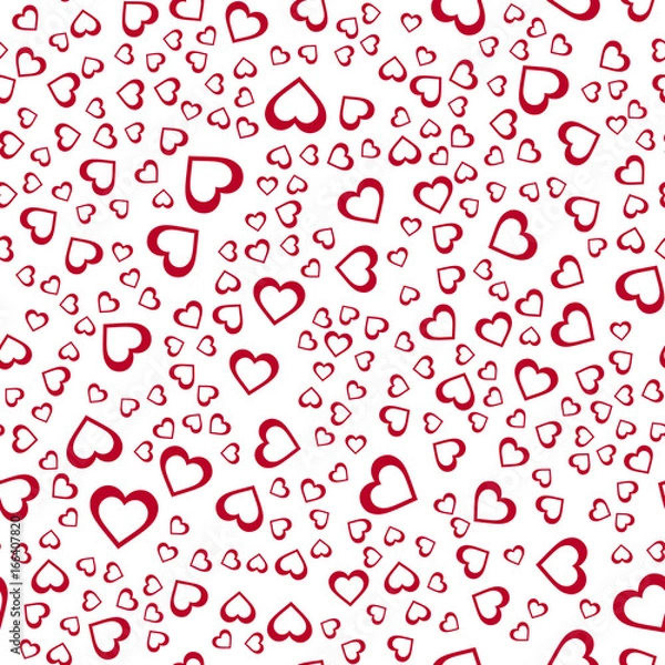 Fototapeta Vector seamless abstract pattern. Red hearts on white background