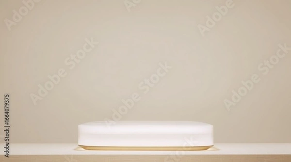 Fototapeta Minimalist communication device with a sleek design and polished surface on a neutral backdrop.