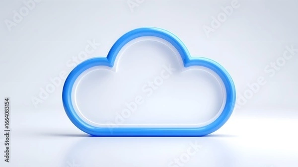 Obraz Abstract blue cloud shape with white center on white background