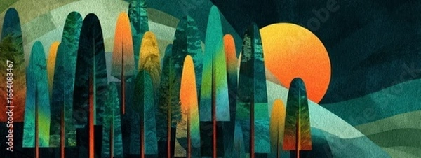 Obraz Colorful Abstract Forest Landscape Design