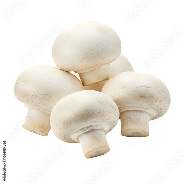 Obraz White Button Mushrooms isolated on white or transparent background. PNG