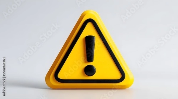 Obraz Yellow warning triangle with exclamation mark symbol