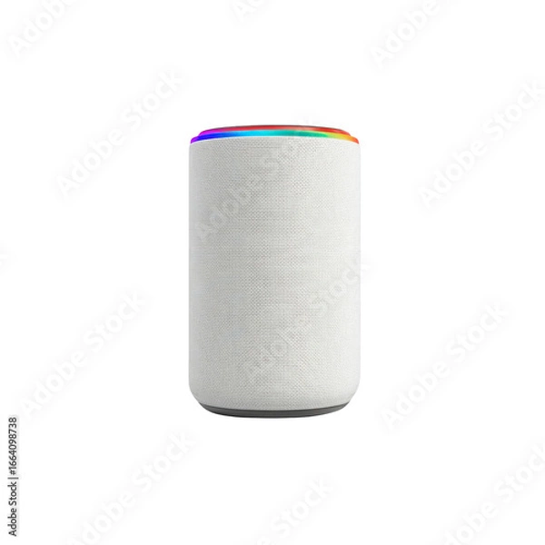 Fototapeta Smart Speaker with Rainbow Light Ring, White Fabric Cover