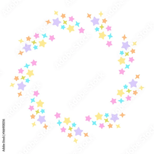Fototapeta wreath with colorful star shapes, for birthday or festive designs.