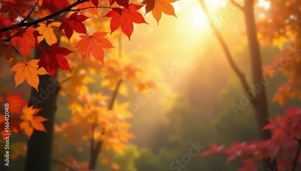 Fototapeta Crisp autumn leaves frame a tranquil autumnal background , frame, background