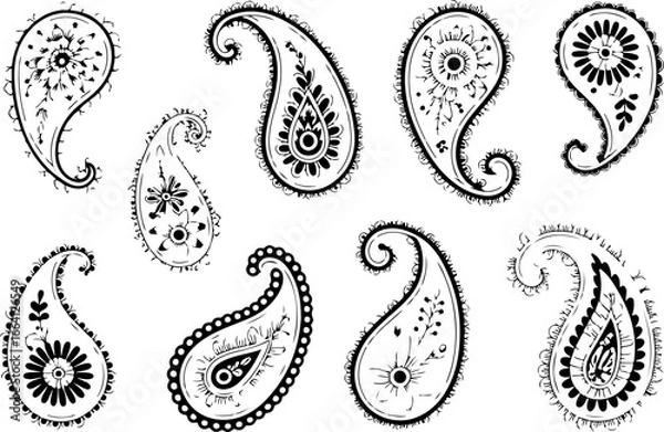 Obraz Elegant Paisley Pattern Vector Set