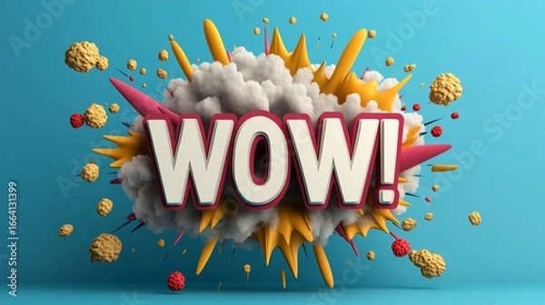 Obraz A vibrant explosion of color surrounds the word WOW!, emphasizing excitement and astonishment