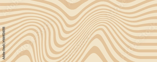 Fototapeta Beige marble acrylic swirl seamless pattern. Coffee latte, caramel, ice cream texture. 1970s trippy psychedelic waves print background.