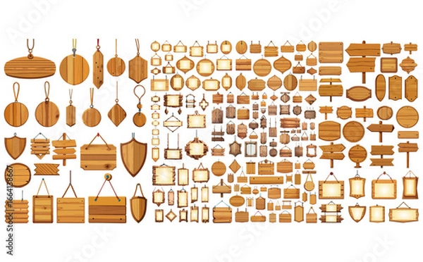 Fototapeta 木製看板ベクターイラストセット