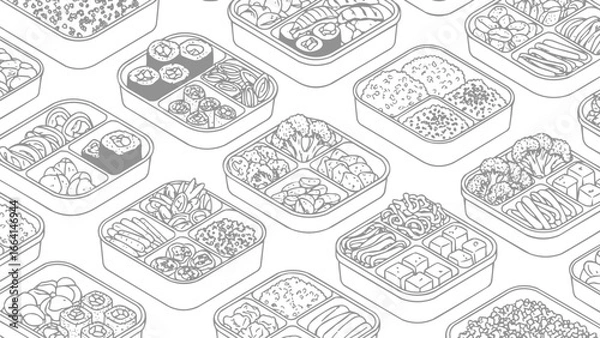 Fototapeta Bento Box Vector Outlines for Creative Projects, vector