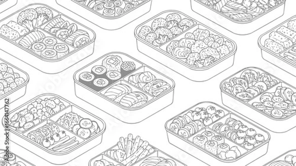 Obraz Bento Box Vector Outline Silhouettes Collection, vector