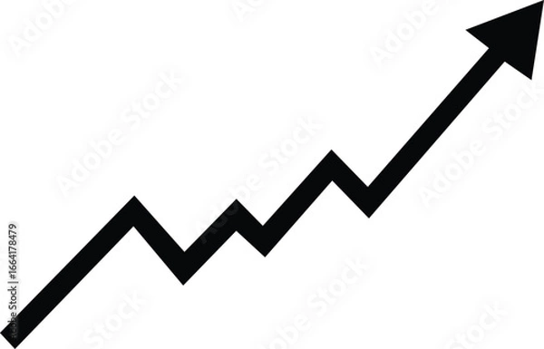 Fototapeta Black upward trend arrow chart symbol demonstrating growth and progress visually vector