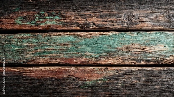 Fototapeta Weathered Wooden Planks With Multicolor Paint