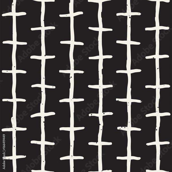 Fototapeta Seamless pattern with hand drawn lines. Abstract background with freehand brush strokes. Black and white texture. Ornament for wrapping paper.