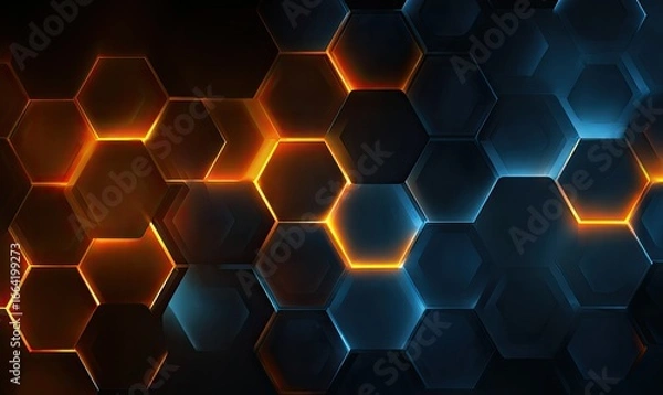 Fototapeta Abstract glowing hexagon pattern