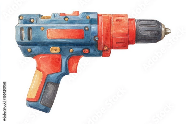 Fototapeta Hand tool shows off its vibrant color and isolated on white