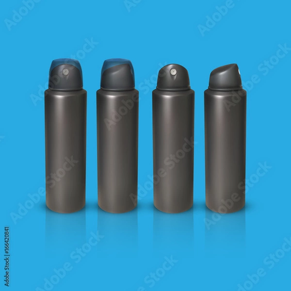 Fototapeta set of realistic deodorant isolated on blue background. vector illustration