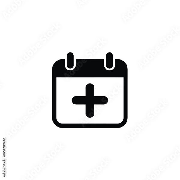 Obraz Black Calendar with Plus Sign. Appointment Schedule on White Background