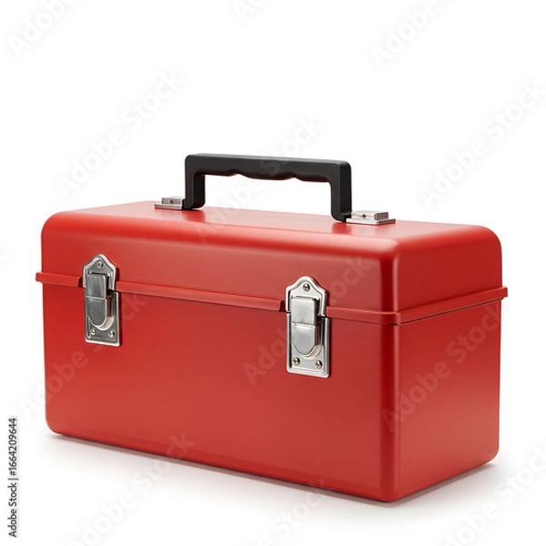 Obraz Red metal toolbox container for storing workshop equipment tools