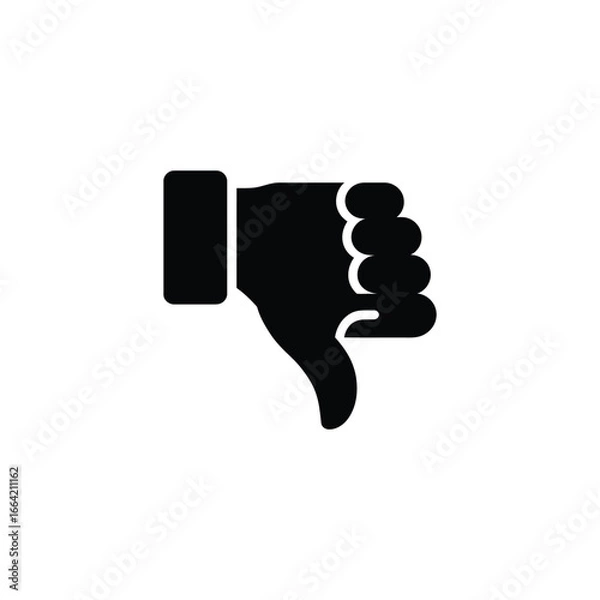 Obraz Black Hand Thumb Down on Transparent Background Negative Concept Symbol
