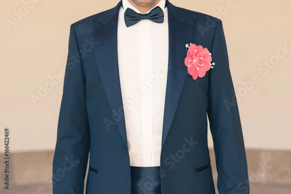 Fototapeta groom wedding rose flower suit