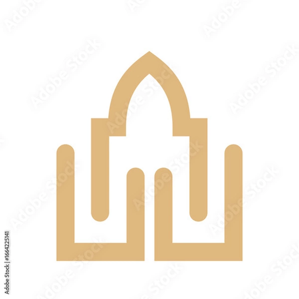 Obraz Golden stylized architectural landmark, ideal for travel brochures, posters, websites, and social media posts featuring middle eastern destinations.