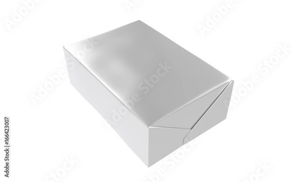 Obraz 3D realistic render of isolated paper wrap box with shadow,(butter, spread, soap mock up) on white background. Clipping path.