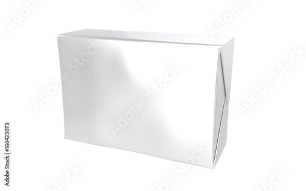 Obraz 3D realistic render of isolated paper wrap box with shadow,(butter, spread, soap mock up) on white background. Clipping path.