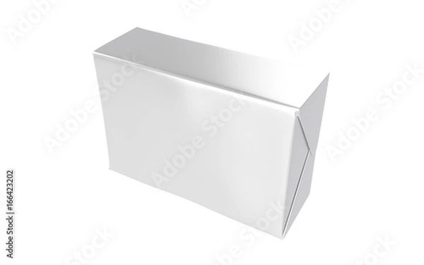 Fototapeta 3D realistic render of isolated paper wrap box with shadow,(butter, spread, soap mock up) on white background. Clipping path.