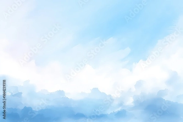 Fototapeta Soft Pastel Sky With Fluffy Clouds