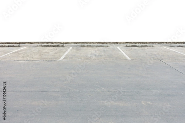 Fototapeta Pusty parking na białym tle ze ścieżką przycinającą