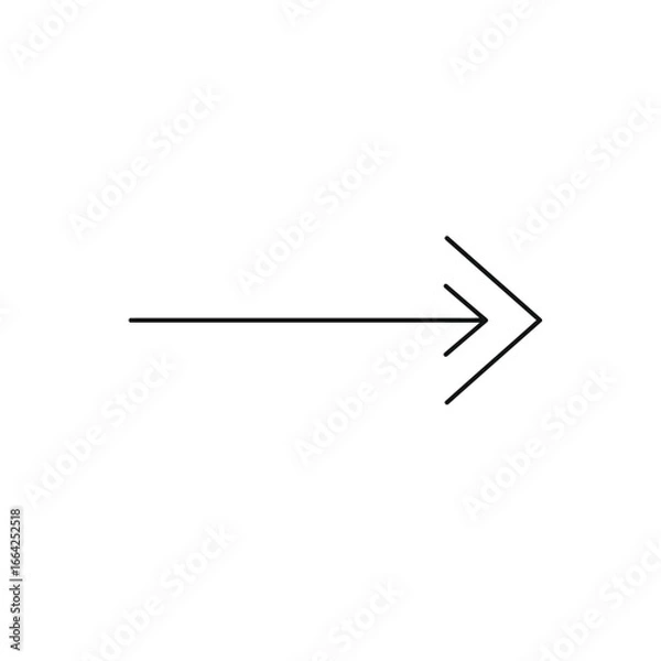 Fototapeta Black double arrow pointing right direction forward