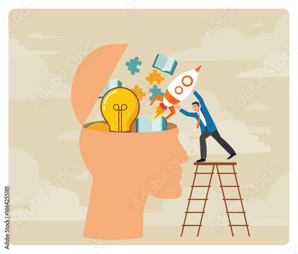 Obraz Upskill concept, learn new things or knowledge development for new skill.