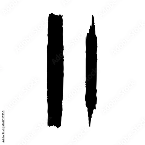 Fototapeta Abstract black paint strokes on white background, artistic brush marks illustration concept