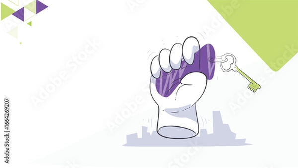 Obraz Hand Holding Key Illustration – Unlocking Business Success and Opportunities