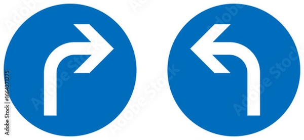 Obraz Turn Right Ahead Turn Left Ahead Germany Traffic Sign Vector