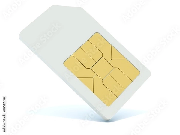 Obraz 3D karty sim na białym tle