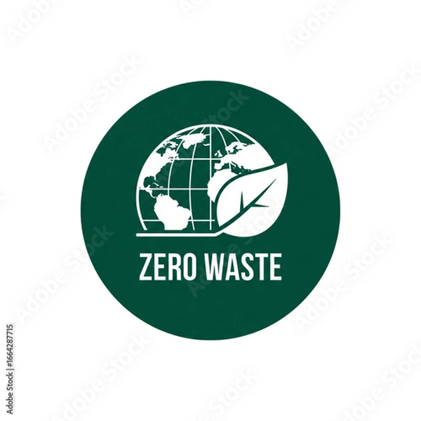 Fototapeta Zero Waste Vector Sticker with Globe and Leaf Icon

