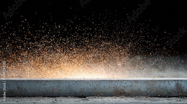 Fototapeta dust particles swirling around a concrete slab