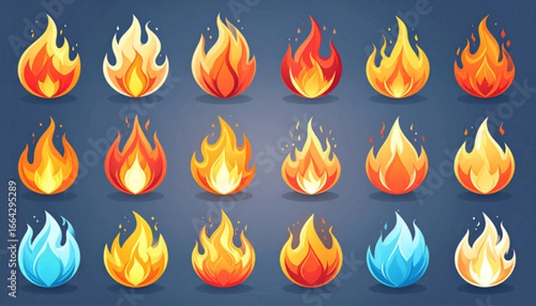 Obraz fire icons and flame shapes,